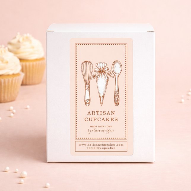 Étiquette Cupcake Bakery Baking Utensils Product Labels (Créateur téléchargé)