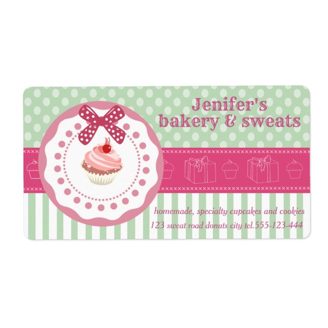 Étiquette cupcakes et cookies vintages pois (Devant)