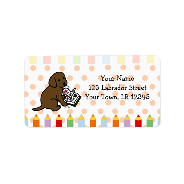 Étiquette Curieux Chiot Labrador Chocolat (Devant)