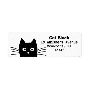 Étiquette Curieux Peeking Black Cat Retourner l'adresse Étiq