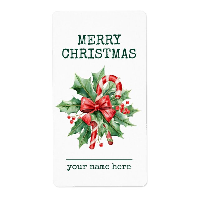 Étiquette Custom Candy Cane Merry Christmas Gift Label (Devant)