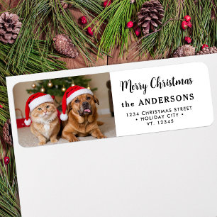 Étiquette Custom Christmas Photo Modern Return Adresse