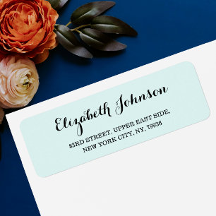 Étiquette Custom Elegant Turquoise Aqua Blue Adresse de reto