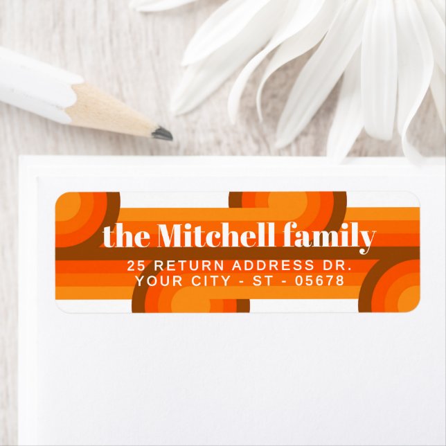 Étiquette Custom Fun Retro Abstract Waves Art Pattern (En situation)