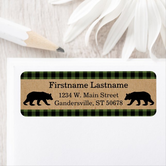 Étiquette Custom Green Black Country Check Plaid Pattern (En situation)