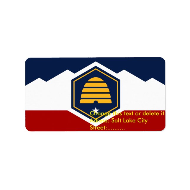 Étiquette Custom Label with Flag of Utah, USA (Devant)