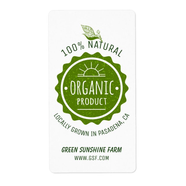Étiquette Custom Natural Organic Green Eco Product (Devant)