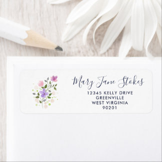 Étiquette Custom Return Address Envelope | Watercolor Flower