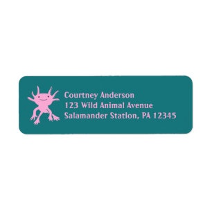 Étiquette Cute Axolotl Pink Salamander Adresse de retour Tur