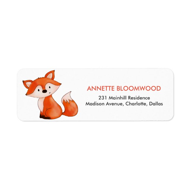 Étiquette Cute Baby Fox | Baby shower des bois (Devant)