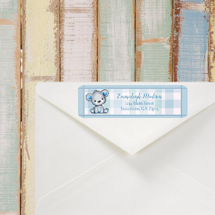 Étiquette Cute Bear Boy Baby shower Adresse de retour