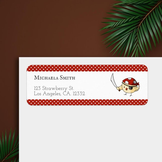 Étiquette Cute Bird Capitaine Pirate Thème Personnalisé (Créateur téléchargé)