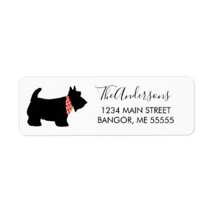Étiquette Cute Black Scottish Terrier Dog Adresse de retour