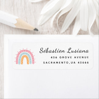 Étiquette Cute Boho Rainbow Baby shower Adresse de retour