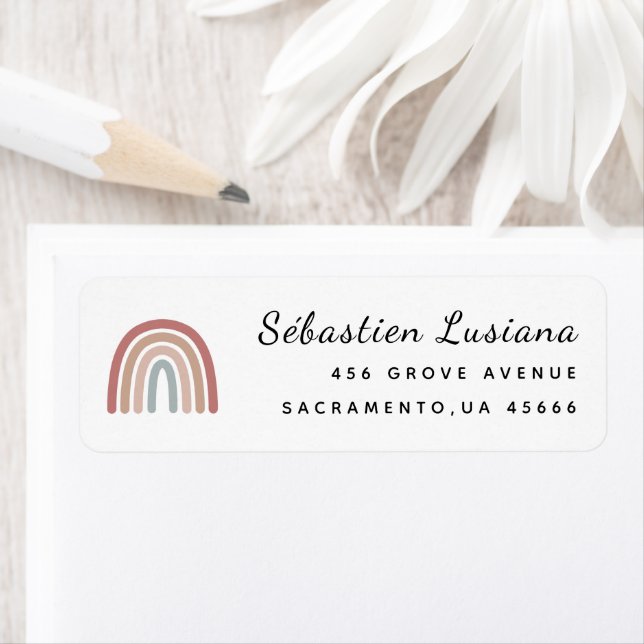 Étiquette Cute Boho Rainbow Baby shower Adresse de retour (En situation)