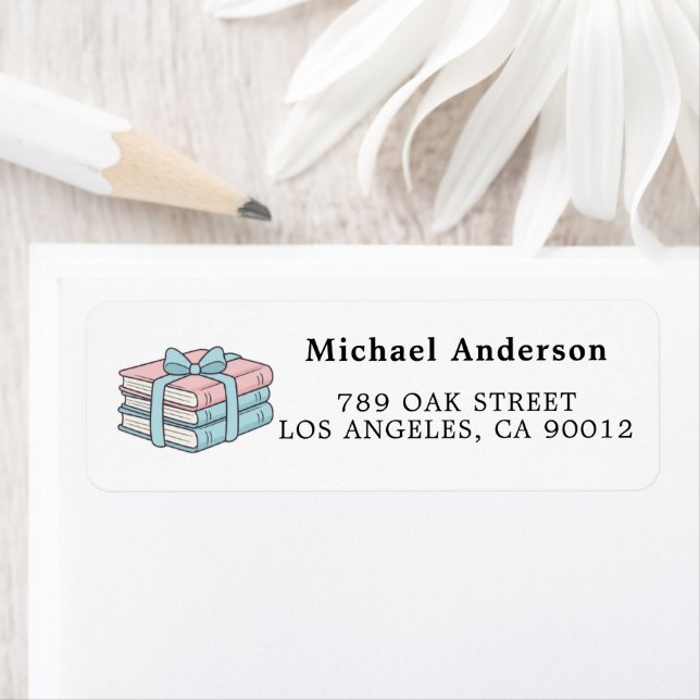 Étiquette Cute Book Lover Return Address Label (En situation)