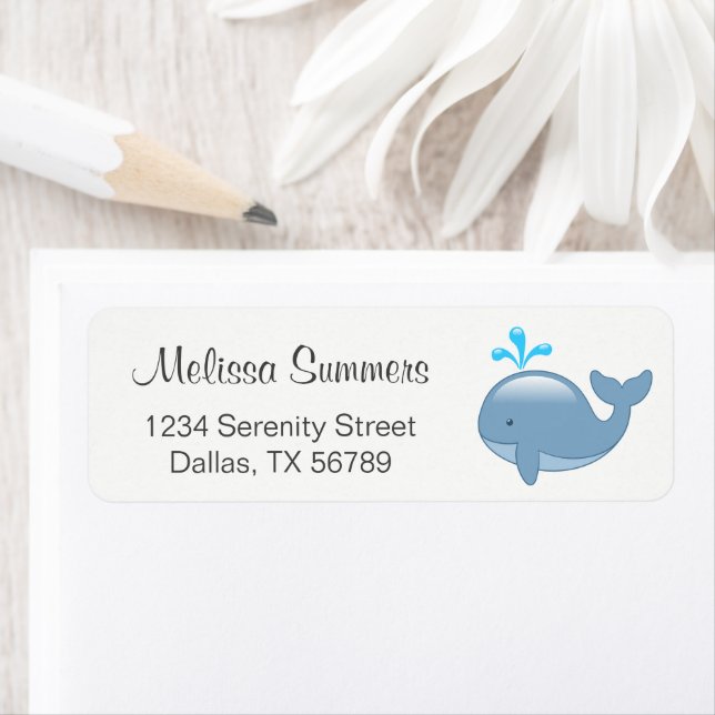 Étiquette Cute Chubby Cartoon Whale (En situation)
