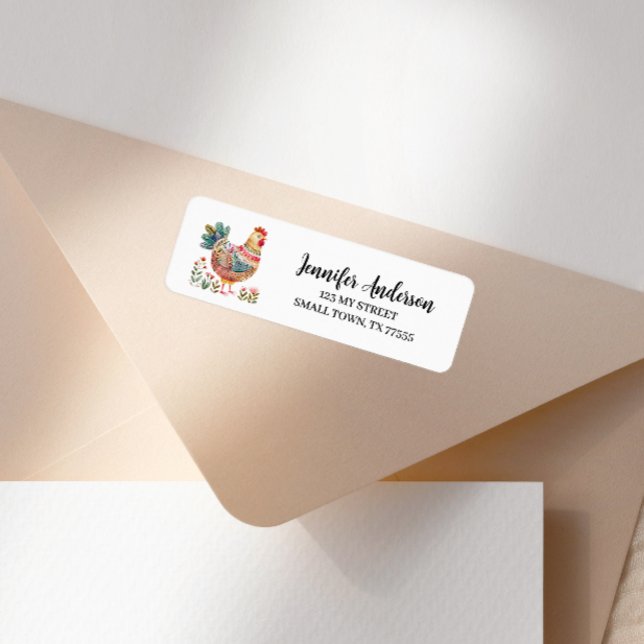 Étiquette Cute Colorful Chicken Fun Address (Créateur téléchargé)
