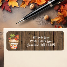 Cute Cupcake d'automne sur le bois Adresse d'autom