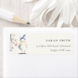 Étiquette Cute Farm Chick Watercolor Floral Address