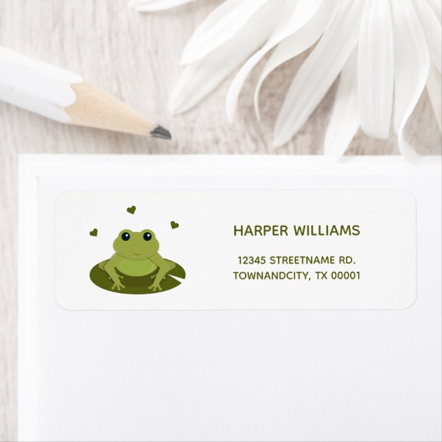 Étiquette Cute Frog Animal Kids Adresse de retour (En situation)