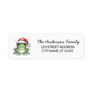 Étiquette Cute Frog Santa Hat Christmas Adresse de retour