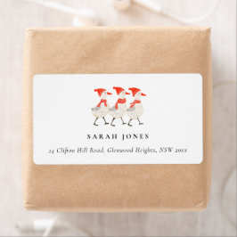 Étiquette Cute Funny Red Winter Quacking Christmas Canards