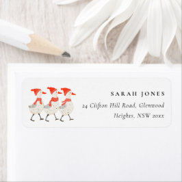 Étiquette Cute Funny Red Winter Quacking Christmas Canards