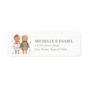 Étiquette Cute Gingerbread Couple Adresse de retour Étiquett