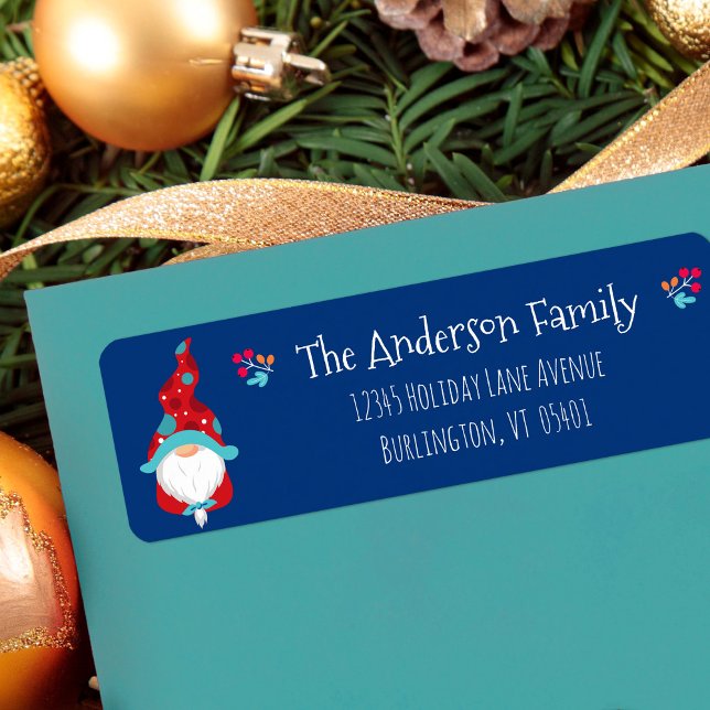 Étiquette Cute Gnome Simple Moderne Vacances Personnalisées  (Créateur téléchargé)