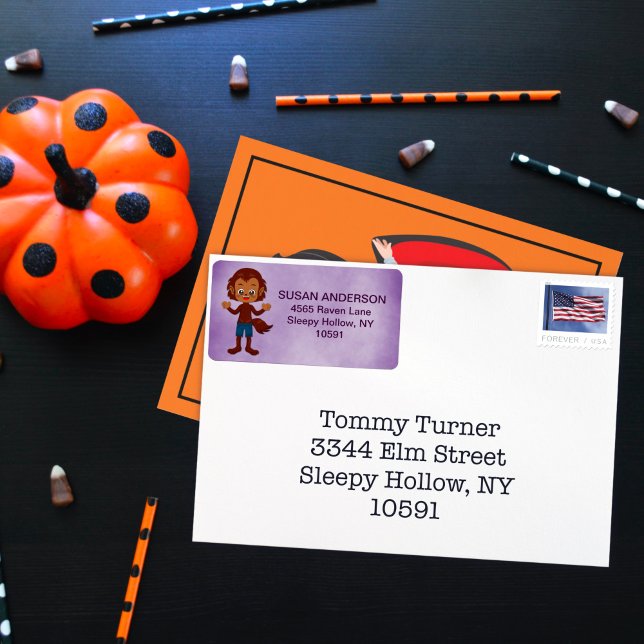 Étiquette Cute Halloween Costume Party enfant Werewolf (Créateur téléchargé)