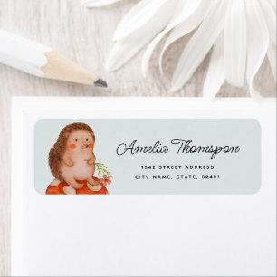 Étiquette Cute Hedgehog Baby shower bleu Adresse de retour
