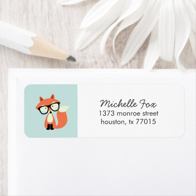 Étiquette Cute Hipster Red Fox (En situation)