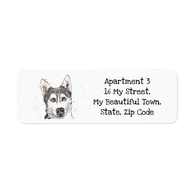 Étiquette Cute Husky mouchetée aquarelle drôle chien Étiquet (Devant)