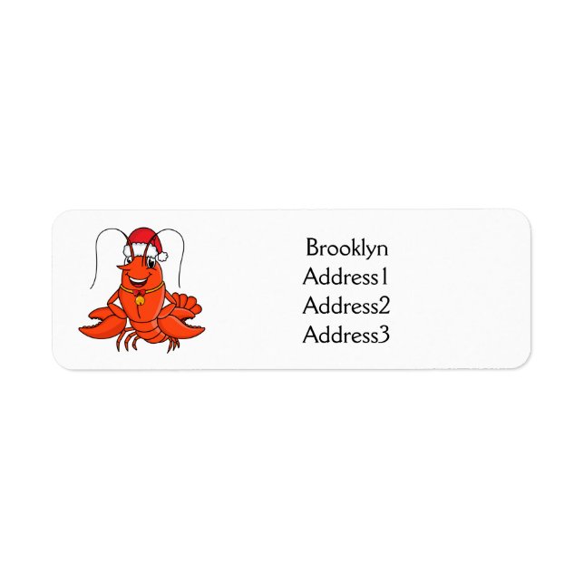 Étiquette Cute joyeux homard portant le dessin du casquette  (Devant)