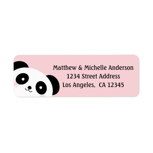 Étiquette Cute Kawaii Caricature Panda Bear Pink Adresse (Devant)