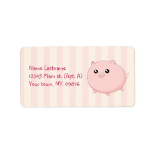 Étiquette Cute Kawaii chubby porc rose