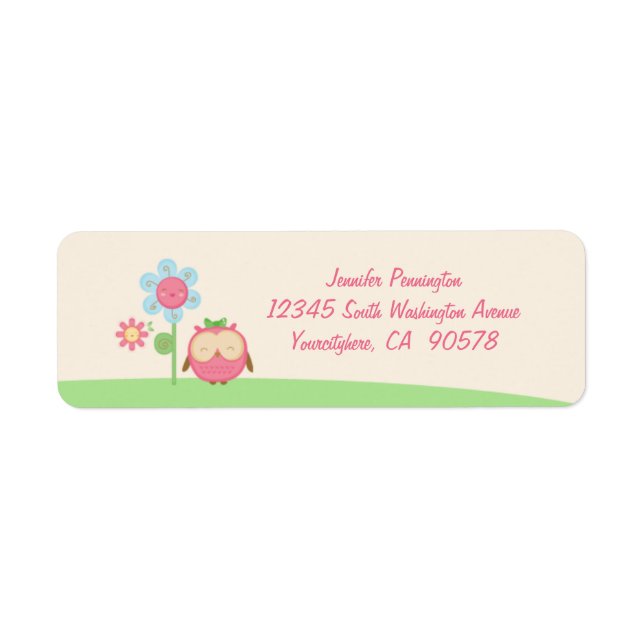 Étiquette Cute kawaii hibou retour enveloppe d'adresse étiqu (Devant)