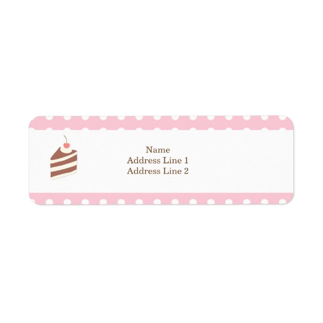 Étiquette CUTE KAWAII Pink Cake Bakou Retourner l'adresse ét (Devant)