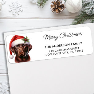 Étiquette Cute Labrador Chien Christmas Père Noël Adresse de
