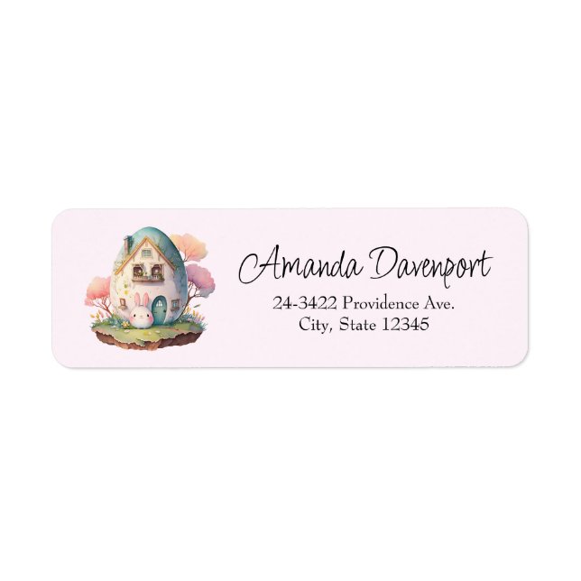 Étiquette Cute Lapin Lapin Rose Style Kawaii (Devant)