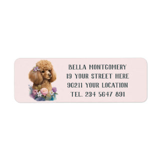 Étiquette Cute Lilac Floral Poodle design Chien Purple Girl