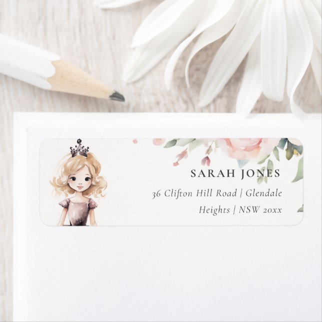 Étiquette Cute Little Rose Princess Rose Floral Adresse (En situation)