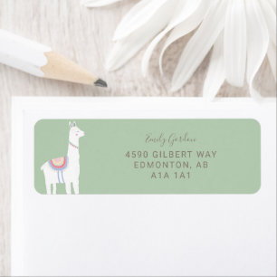 Étiquette Cute Llama baby shower garçon turquoise et marron