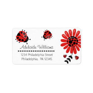 Étiquette Cute Modern Red Ladybug Personalized