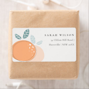 Étiquette Cute Moderne Abstrait Orange Fruity Bold Adresse