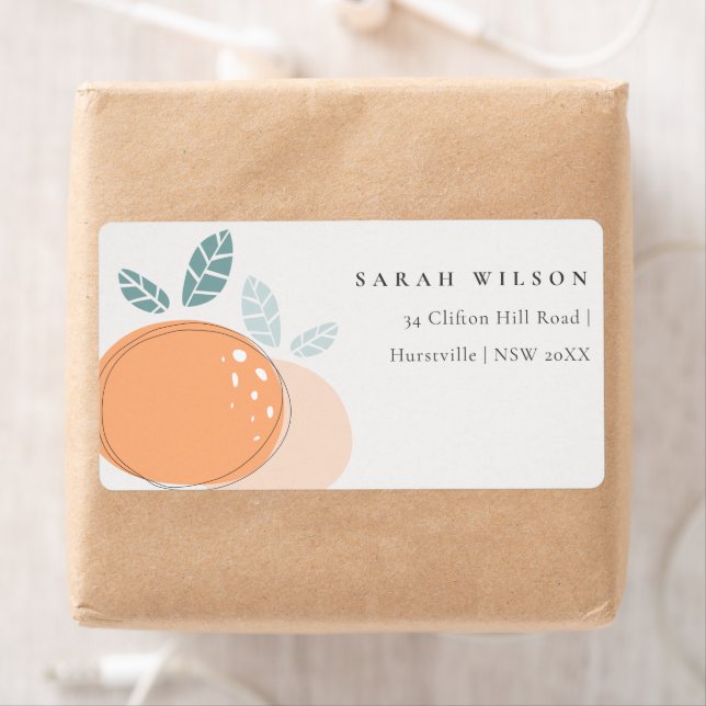 Étiquette Cute Moderne Abstrait Orange Fruity Bold Adresse (En situation)