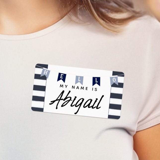 Étiquette Cute Nautique Bonjour Mon Nom Est Nom Balise Stick (Cute "It's a Boy" Baby Shower "Hello My Name Is" Nautical Name Tags)