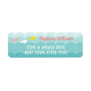 Étiquette Cute Ocean Hearts Poisson Baby shower Whimsical