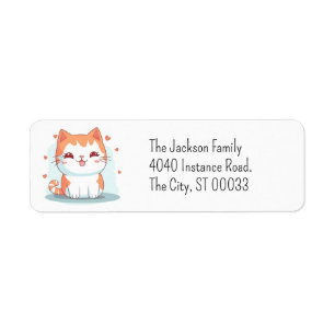 Étiquette Cute Orange Tabby Kitten Kawaii Chibi